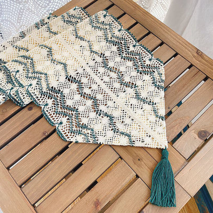 Lighteme Wave Hollow Macrame Table Runner