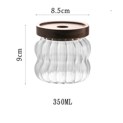 Bocal de rangement en verre à rayures ondulées Lighteme
