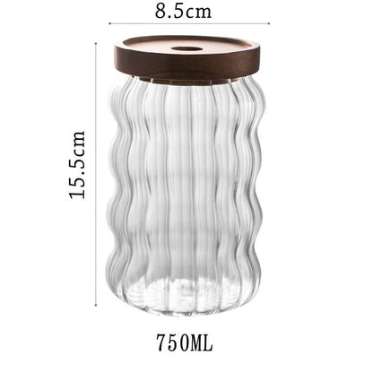 Bocal de rangement en verre à rayures ondulées Lighteme