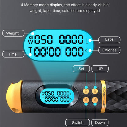 Lighteme Jump Shape Rope - Adjustable Digital Counting Jump Rope and Vibration Reminder for Fitness, Exercise, Workout, Gym