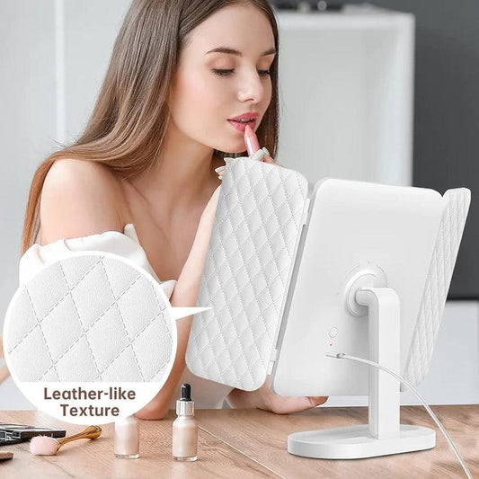 Miroir de maquillage LED pliable à trois volets Lighteme 