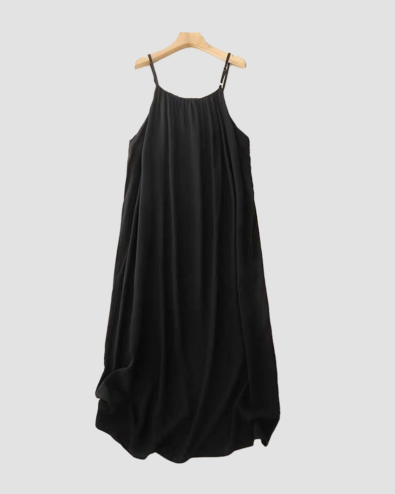 Lighteme Women's Solid Color Backless Cami Dress