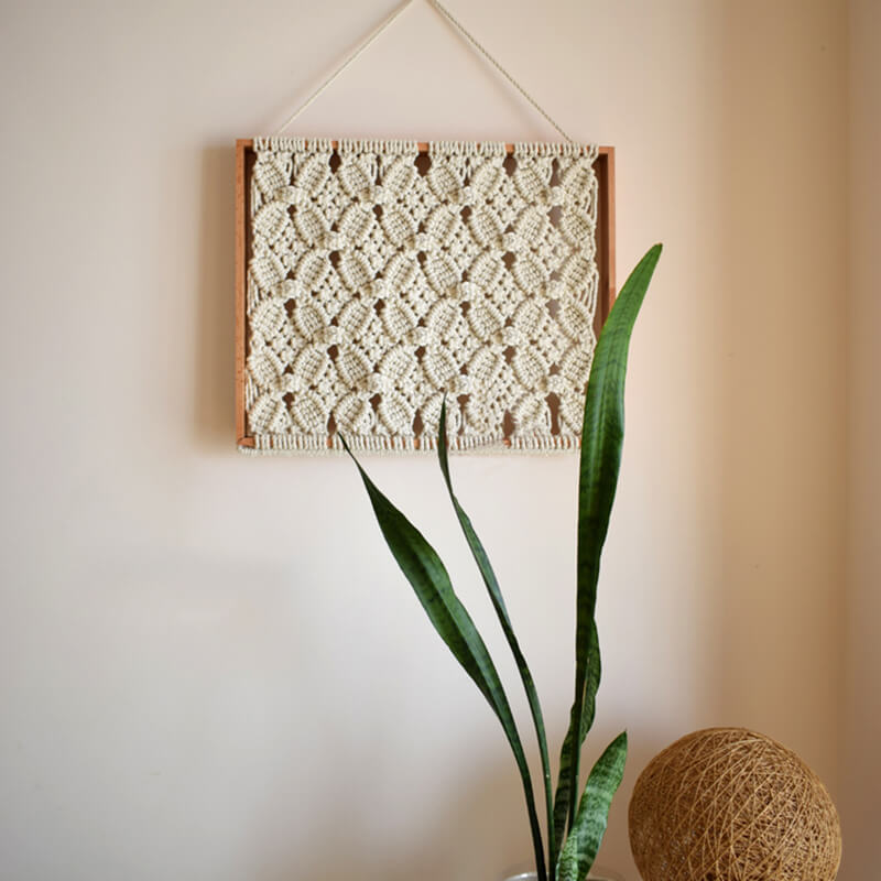 Tenture murale tissée avec cadre en bois Lighteme