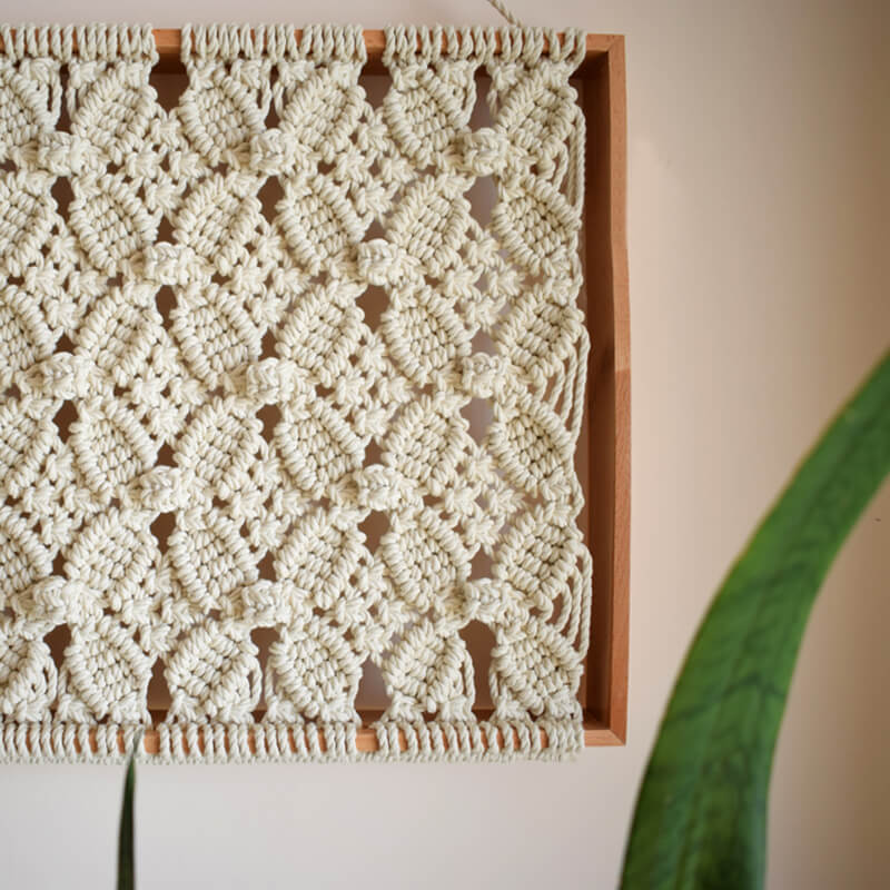 Tenture murale tissée avec cadre en bois Lighteme