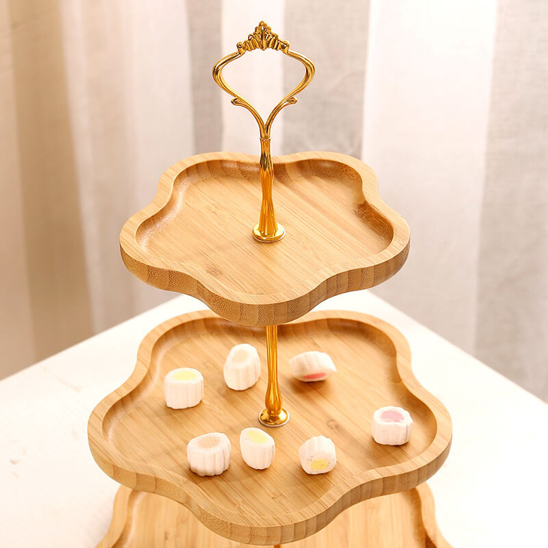 Présentoir à dessert multicouche en bois en forme de fleur Lighteme