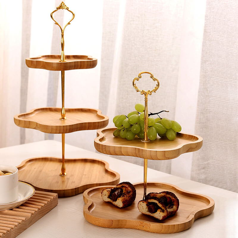 Présentoir à dessert multicouche en bois en forme de fleur Lighteme