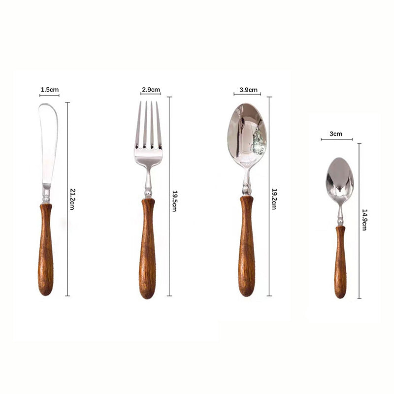 Lighteme Wooden Handle Flatware 4Pcs Set