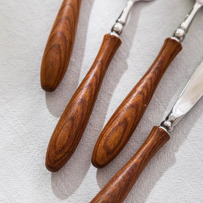 Lighteme Wooden Handle Flatware 4Pcs Set