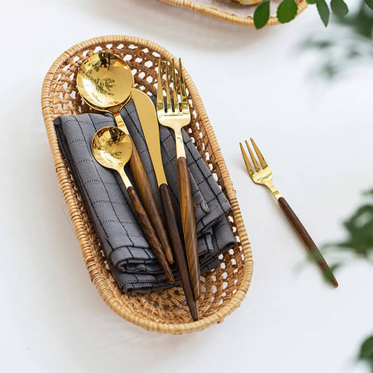 Ensemble de 5 couverts Lighteme avec manche en bois