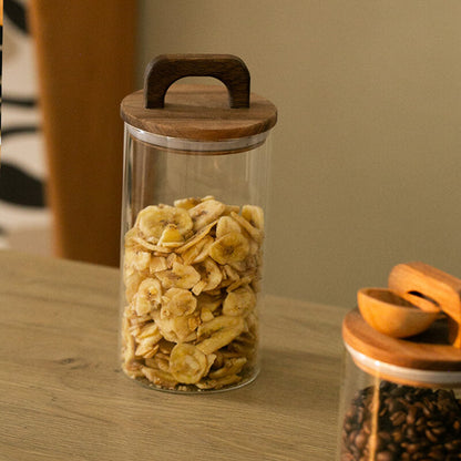 Lighteme Wooden Handle Glass Storage Jar