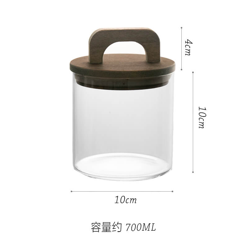 Lighteme Wooden Handle Glass Storage Jar