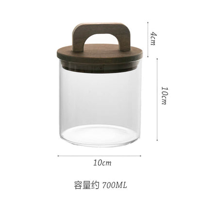 Lighteme Wooden Handle Glass Storage Jar