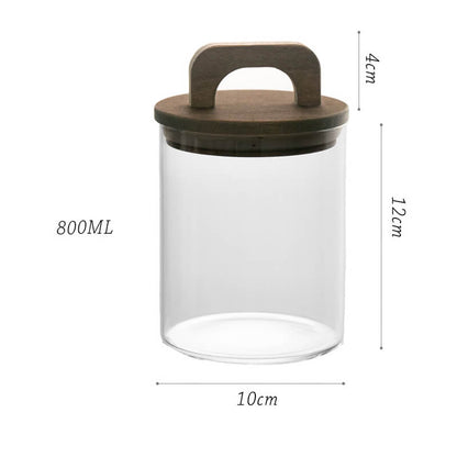 Lighteme Wooden Handle Glass Storage Jar