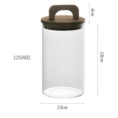 Lighteme Wooden Handle Glass Storage Jar