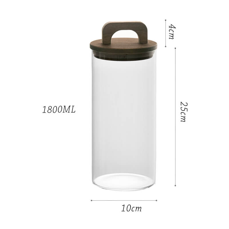 Lighteme Wooden Handle Glass Storage Jar