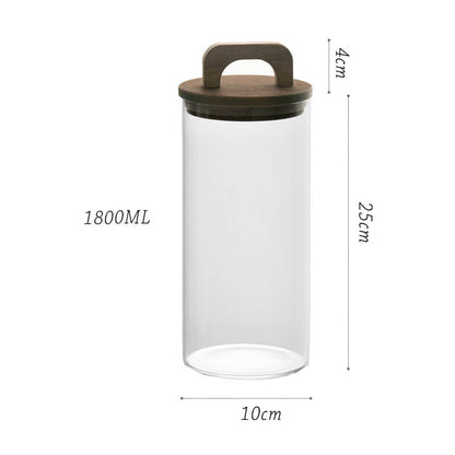 Lighteme Wooden Handle Glass Storage Jar