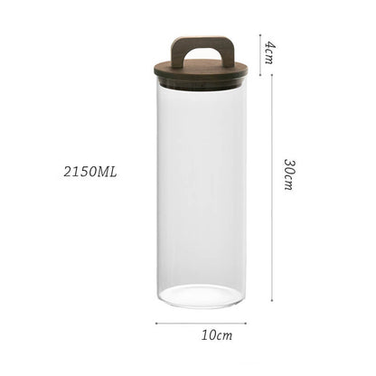 Lighteme Wooden Handle Glass Storage Jar