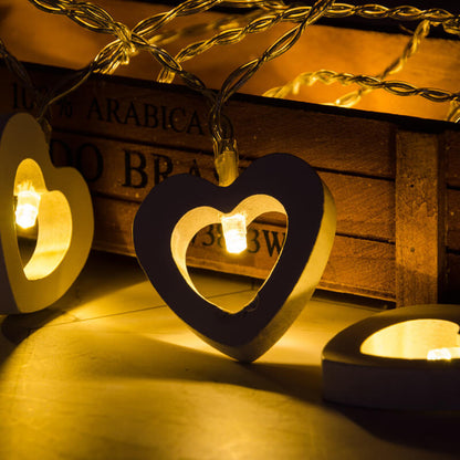 Lighteme Wooden Heart String Lights