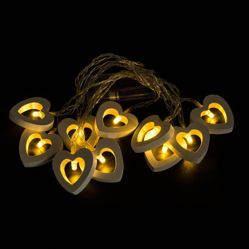 Lighteme Wooden Heart String Lights