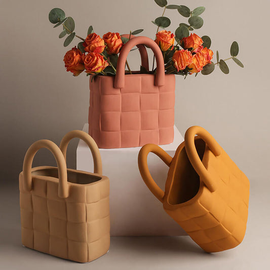Lighteme Woven Bag Ceramic Vase