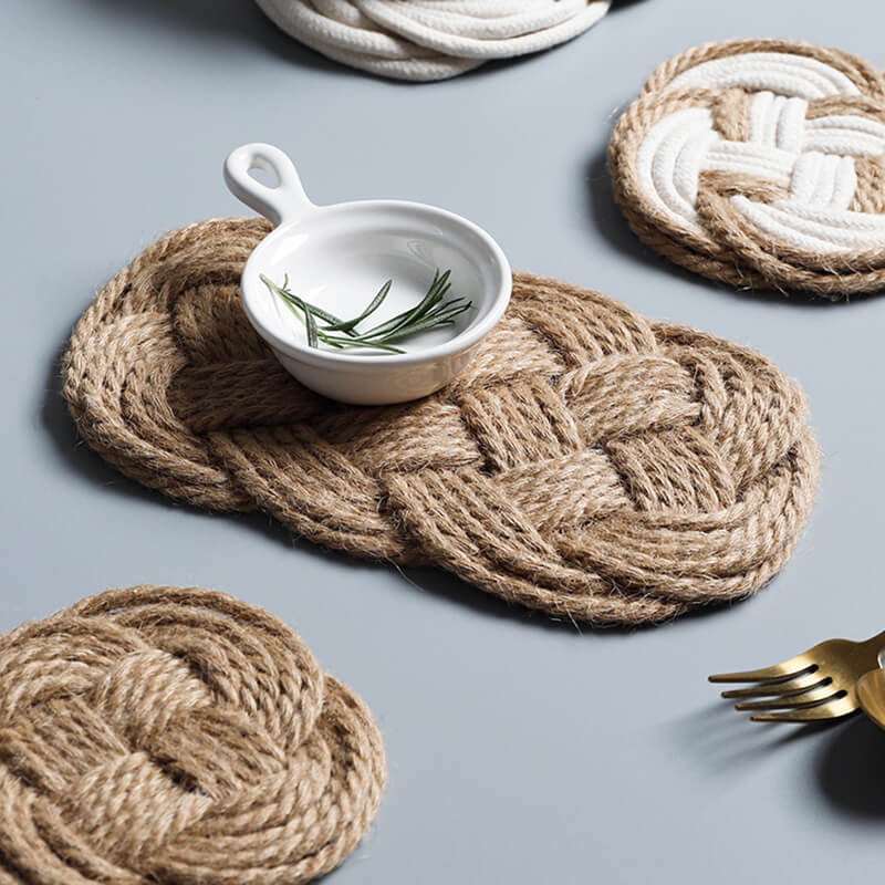 Lighteme Hand Made Woven Cotton Linen Coaster