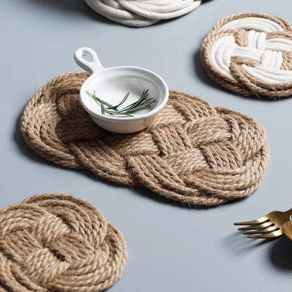 Lighteme Hand Made Woven Cotton Linen Coaster