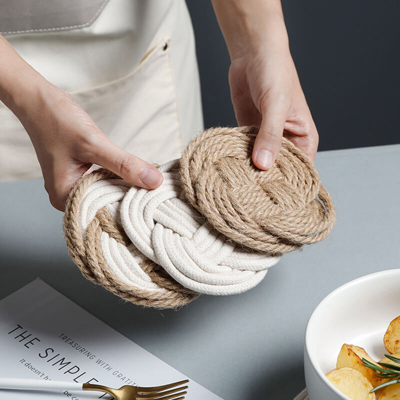 Lighteme Hand Made Woven Cotton Linen Coaster