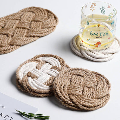 Lighteme Hand Made Woven Cotton Linen Coaster