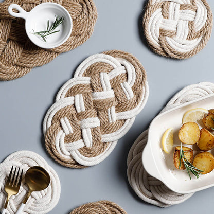 Lighteme Hand Made Woven Cotton Linen Coaster