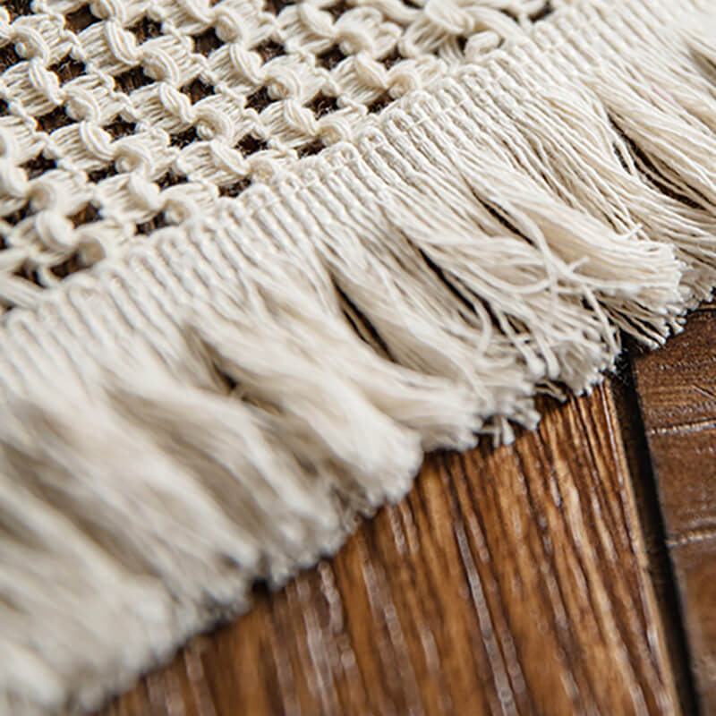 Lighteme Woven Hollow Tassel Jute Table Runner