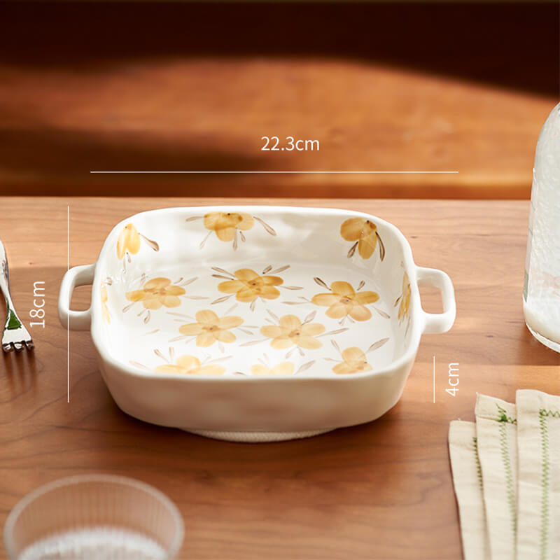 Lighteme Yellow Flower Ceramic Baking Tableware