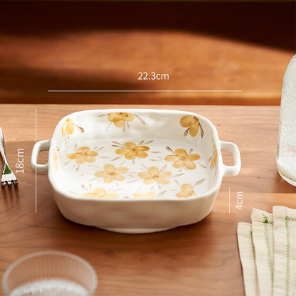 Lighteme Yellow Flower Ceramic Baking Tableware