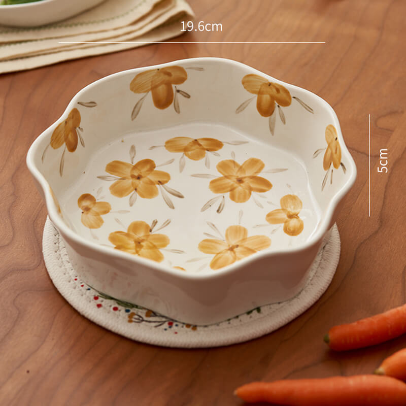Lighteme Yellow Flower Ceramic Baking Tableware