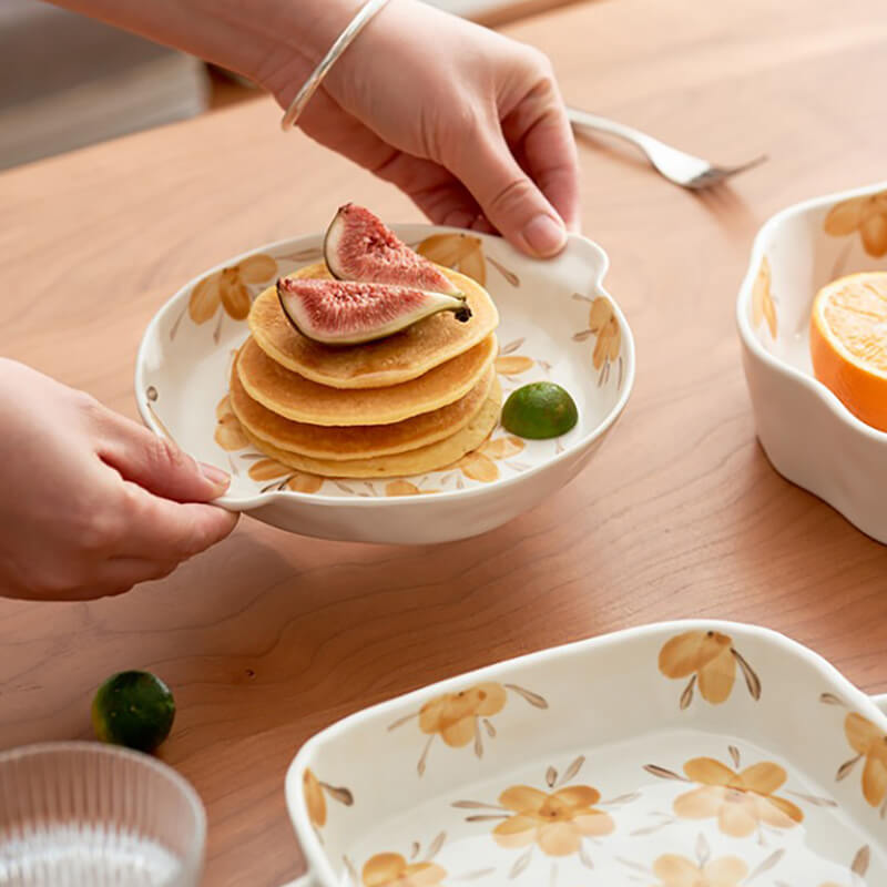Lighteme Yellow Flower Ceramic Baking Tableware