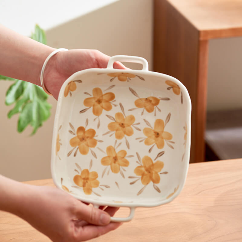Lighteme Yellow Flower Ceramic Baking Tableware