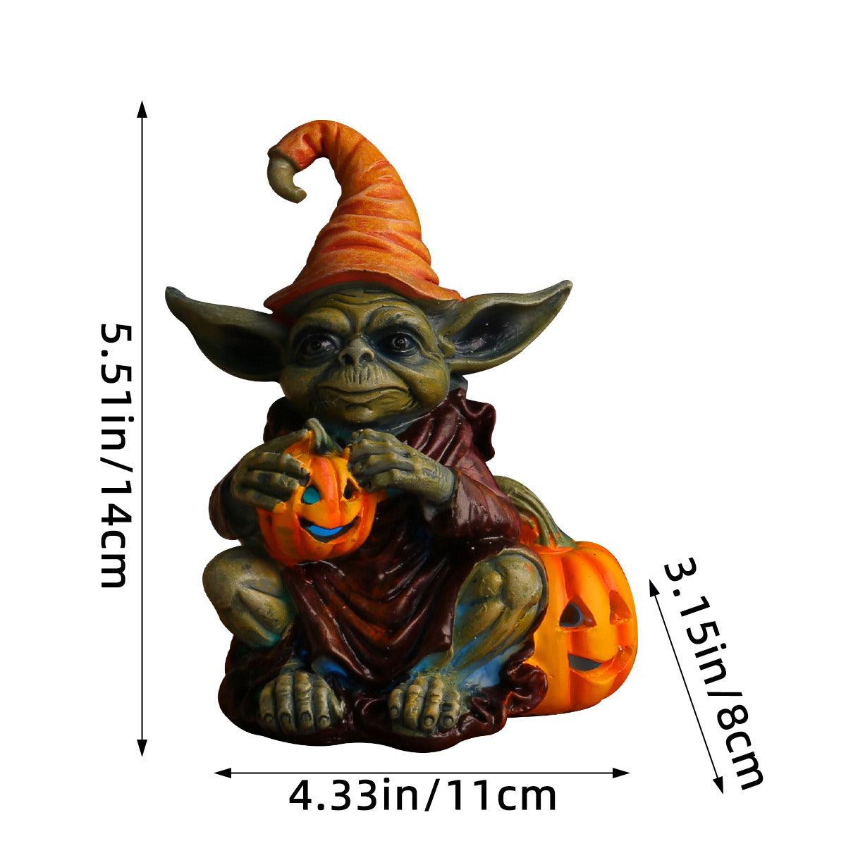 Lighteme - Halloween-Statue aus Kunstharz mit Kürbislampe | 1 KAUFEN, 1 GRATIS