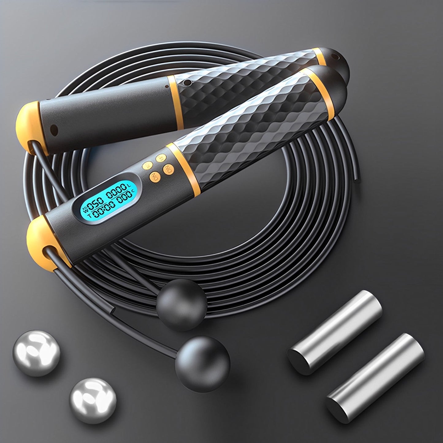 Lighteme Jump Shape Rope - Adjustable Digital Counting Jump Rope and Vibration Reminder for Fitness, Exercise, Workout, Gym