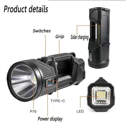 Lighteme USB Rechargeable Solar-Powered Handheld Searchlight