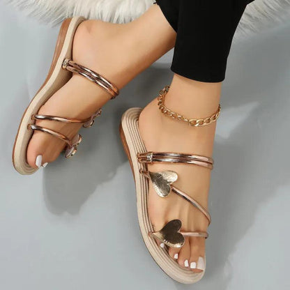 Lighteme – Flache Slide-Sandalen mit Herz-Motiv für Damen