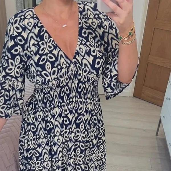 Lighteme Boho Print V-Neck Maxi Dress