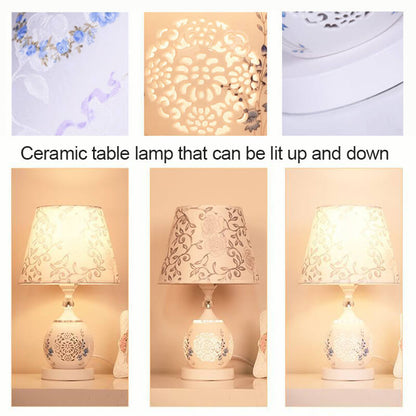 Lampe de table Lighteme en céramique et porcelaine bleue et blanche