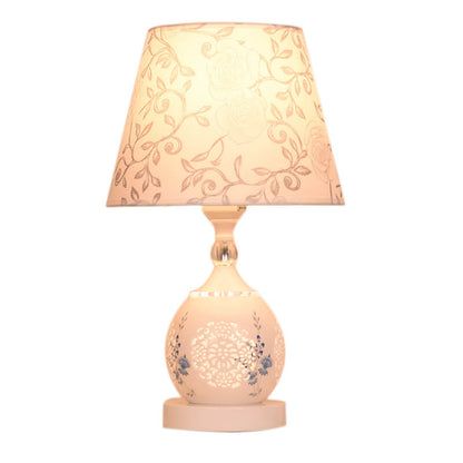 Lampe de table Lighteme en céramique et porcelaine bleue et blanche