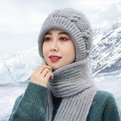 Lighteme Damen Strickmütze &amp; Schal Kombi
