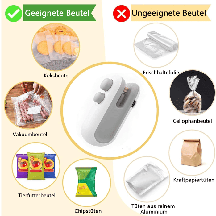 Lighteme Mini-Beutelverschließer, tragbares 2-in-1-Werkzeug