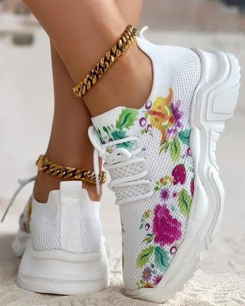 Lighteme Floral Print Sneakers For Womens