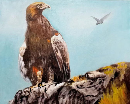 Lighteme Aigle Peint à la Main Peinture à l'Huile sur Toile Œuvre Originale Personnalisée Décoration Murale Abstraite Animal