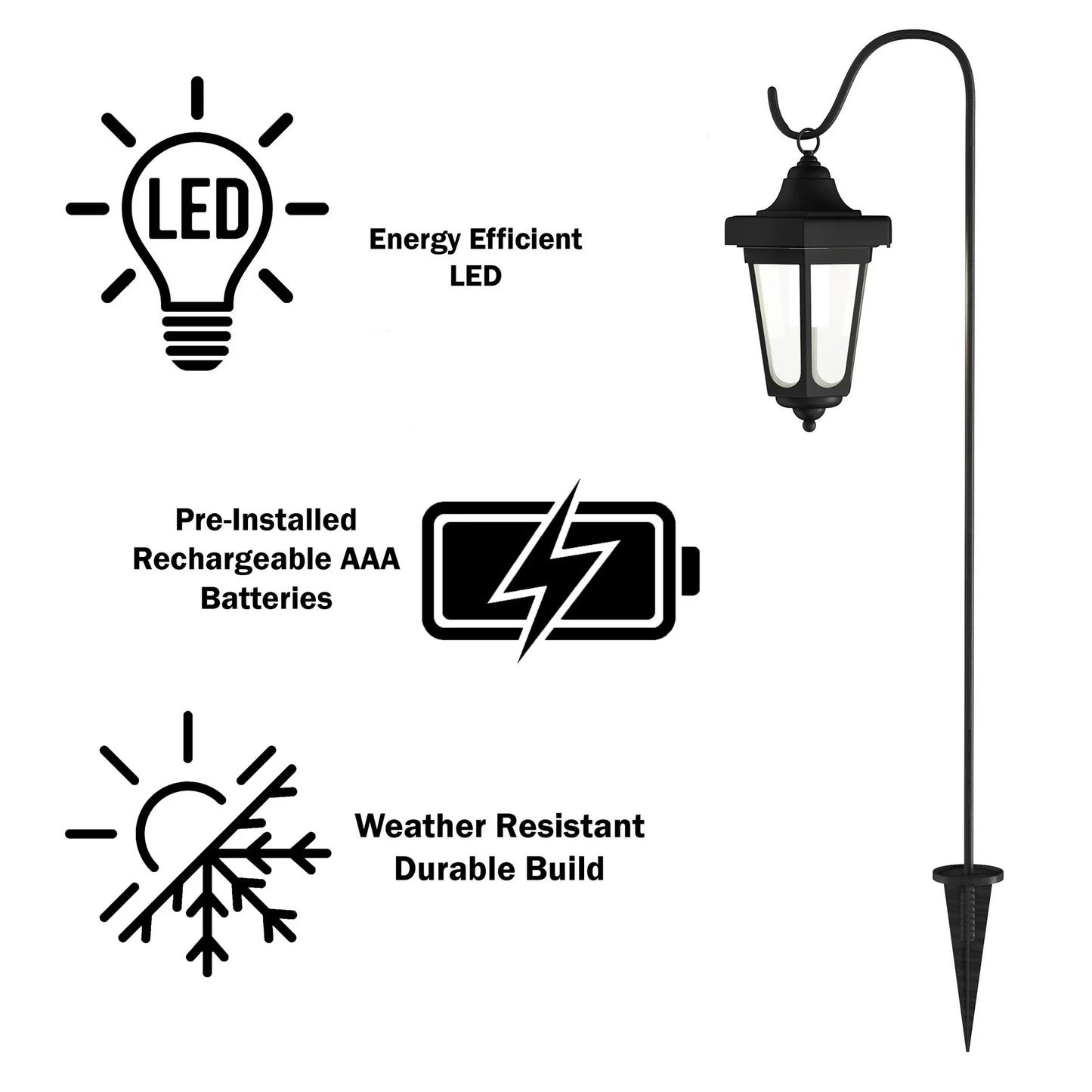 Lighteme Solar Hanging Lights Dual Use Shepherd Hook Lights Outdoor, 4 Pack