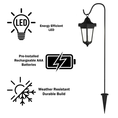 Lighteme Solar Hanging Lights Dual Use Shepherd Hook Lights Outdoor, 4 Pack