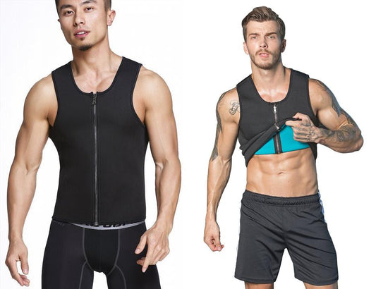 Gilet de sauna zippé d'entraînement à la taille pour hommes Lighteme - Tonifiez-vous rapidement !