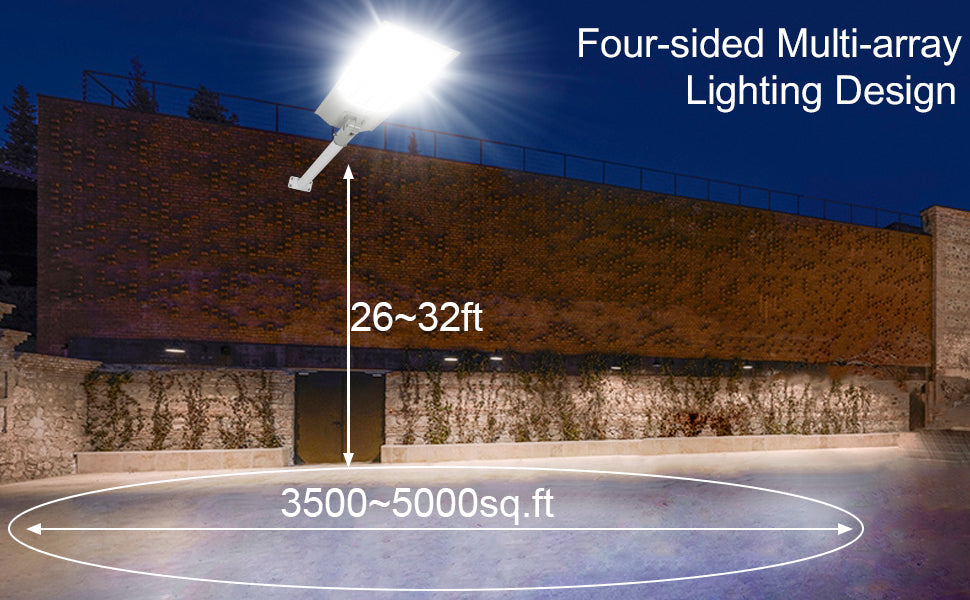 Lighteme 8000W Aluminum Frame Solar Street Lights Outdoor Motion Sensor, Dusk to Dawn 200000LM with Remote Control